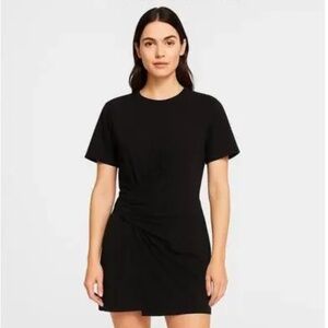 FRAME - Organic Cotton Black Twist Waist T-Shirt Dress
